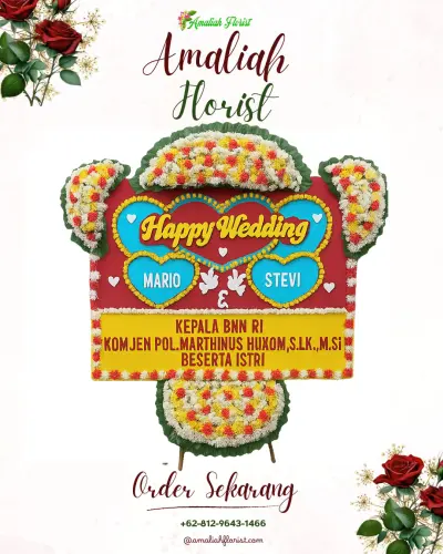 Karangan Papan Bunga Pernikahan di Kembaran